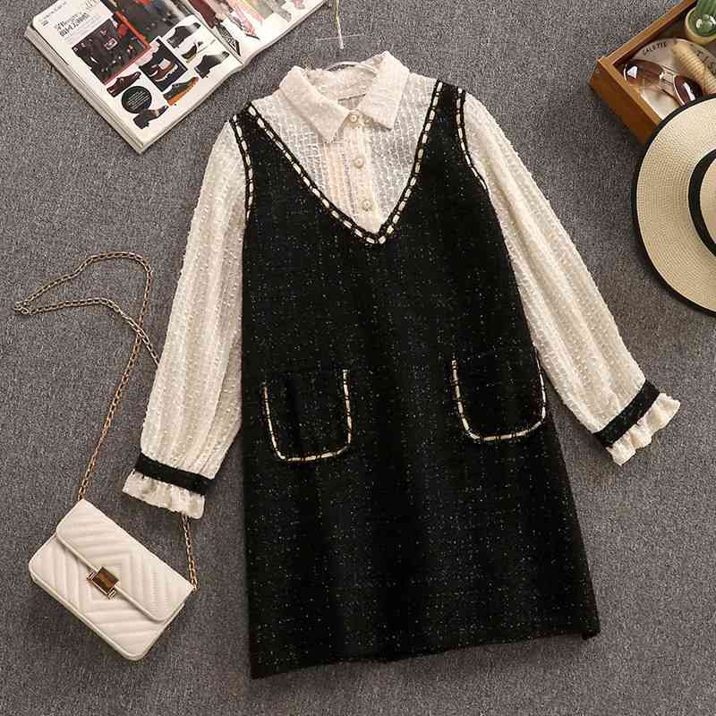 Autumn Trendy Women Long Sleeves Turn-down Collar Patchwork Dress Female Loose Style Dresses A1991 210428, Beige
Autumn Trendy Women Long Sleeves Turn-down Collar Patchwork Dress Female Loose Style Dresses A1991 210428, Beige