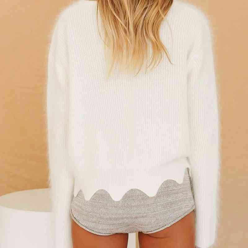 elegant women oversize woolen sweaters fashion ladies soft white sweater casual female streetwear knitwear girls chic 210430