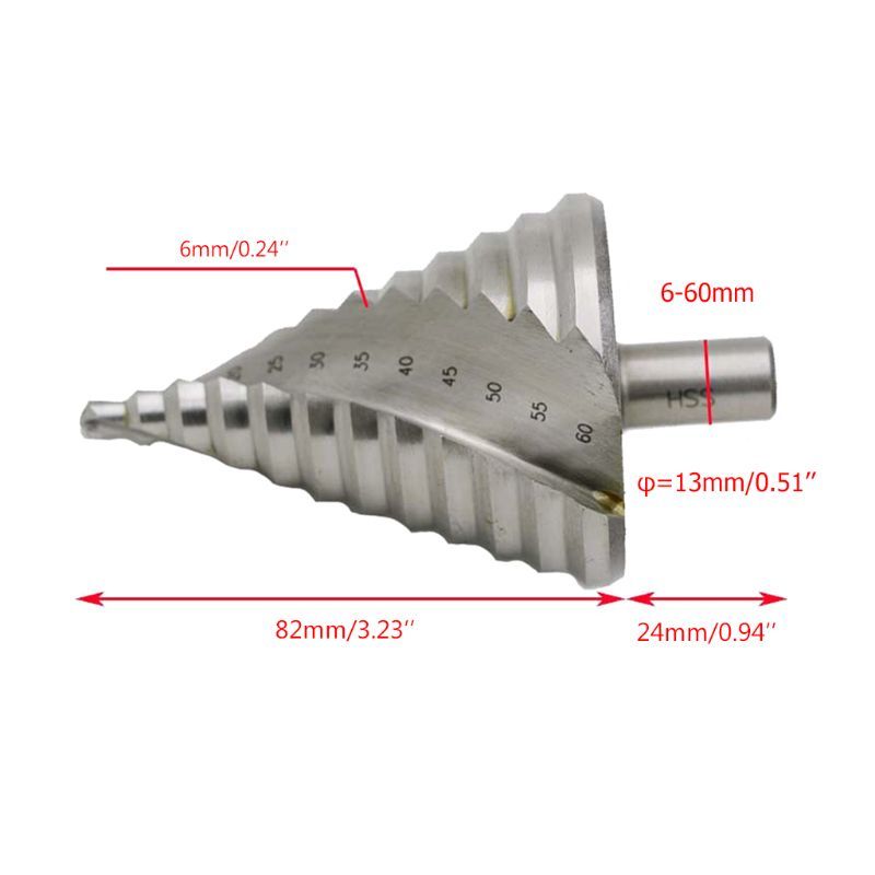6-60mm Pagoda Stap Cone Boor HSS Spiral Digged Spaces Hole Cutter Tool 83XA