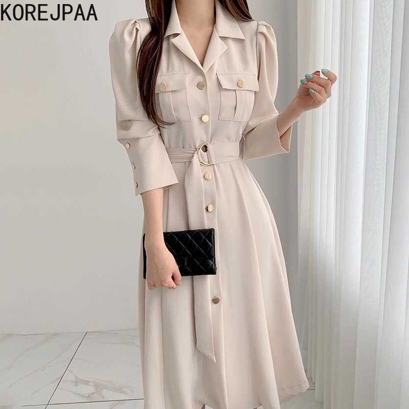 Korejpaa Woman Dress Korean Chic Spring Fashion Elegant Single-row Buckle Strap Waist Slim Long Sleeve Dresses Female 210526, Blue
Korejpaa Woman Dress Korean Chic Spring Fashion Elegant Single-row Buckle Strap Waist Slim Long Sleeve Dresses Female 210526, Blue