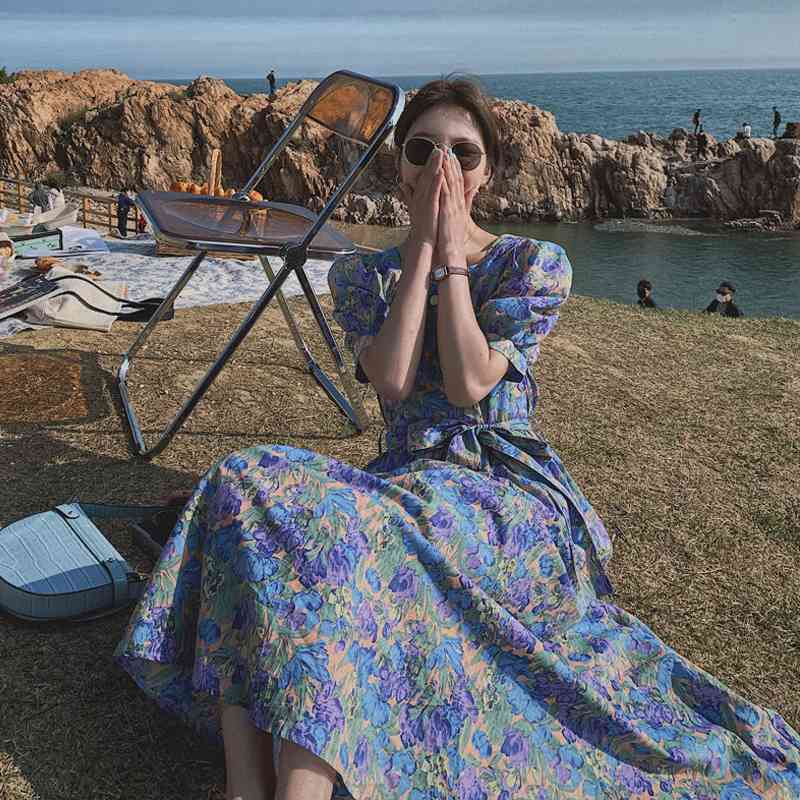 Summer Casual Chic Women Floral Dress Lantern Sleeve Square Collar Sashes Ladies Maxi Plus Size Female Robe Vestidos 210521
Summer Casual Chic Women Floral Dress Lantern Sleeve Square Collar Sashes Ladies Maxi Plus Size Female Robe Vestidos 210521