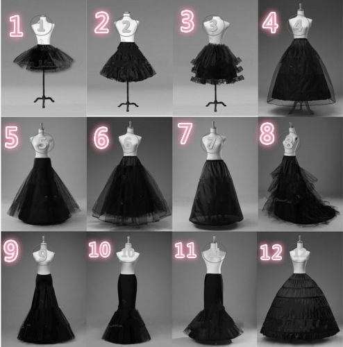Black Bridal Petticoat Crinoline Underskirt Hoop Hoopless Mermaid Fishtail Petticoats