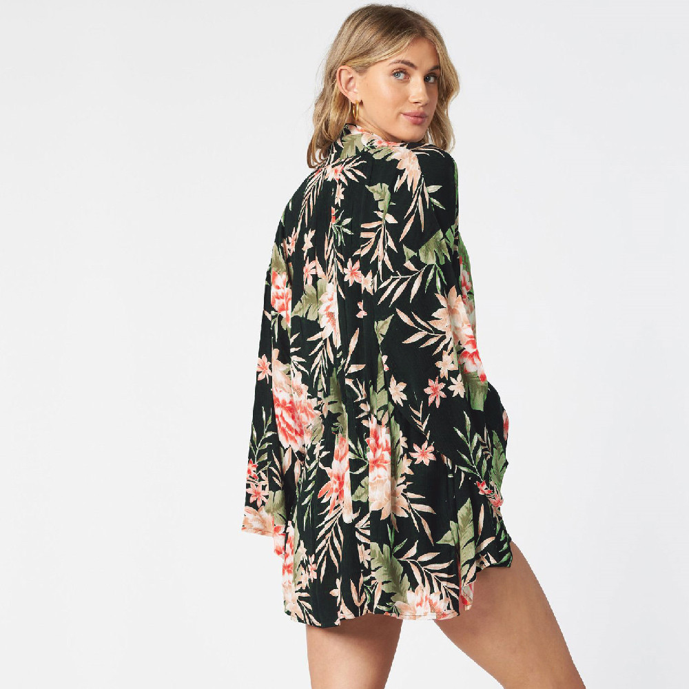Boho Print Chiffon Bathing Suit Cover-ups Plus Size Beach Wear Short Kimono Dress Tunic Women Summer Swimsuit Cover Up A811 210420