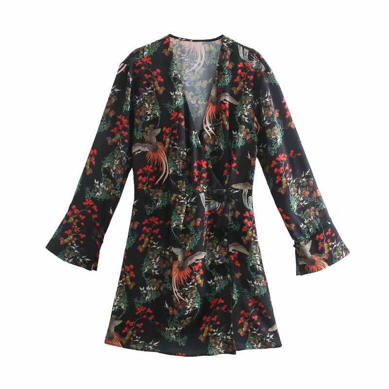 Women Chinese-style Printed Dress V-neck Long Sleeves Short Dress Vintage Elegant Chic Lady Fashion Woman Dresses 210709, As picture
Women Chinese-style Printed Dress V-neck Long Sleeves Short Dress Vintage Elegant Chic Lady Fashion Woman Dresses 210709, As picture