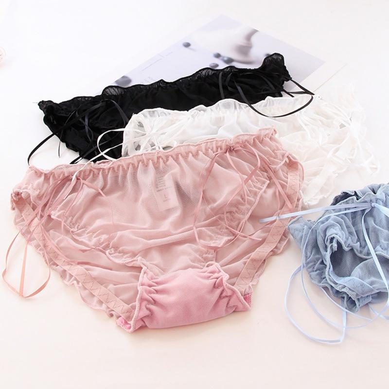 Japanese Style Solid Color Ruffles Lace-Up Breathable Comfortable Mid Waist Panties For Women Women's, Bule
Japanese Style Solid Color Ruffles Lace-Up Breathable Comfortable Mid Waist Panties For Women Women's, Bule