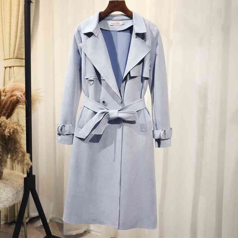 Korean Style Double Breasted Suede Trench Coat Women Elegant Office Wear Medium Long Windbreaker Ladies Turn Down Collar Outwear 210602, Picture color
Korean Style Double Breasted Suede Trench Coat Women Elegant Office Wear Medium Long Windbreaker Ladies Turn Down Collar Outwear 210602, Picture color