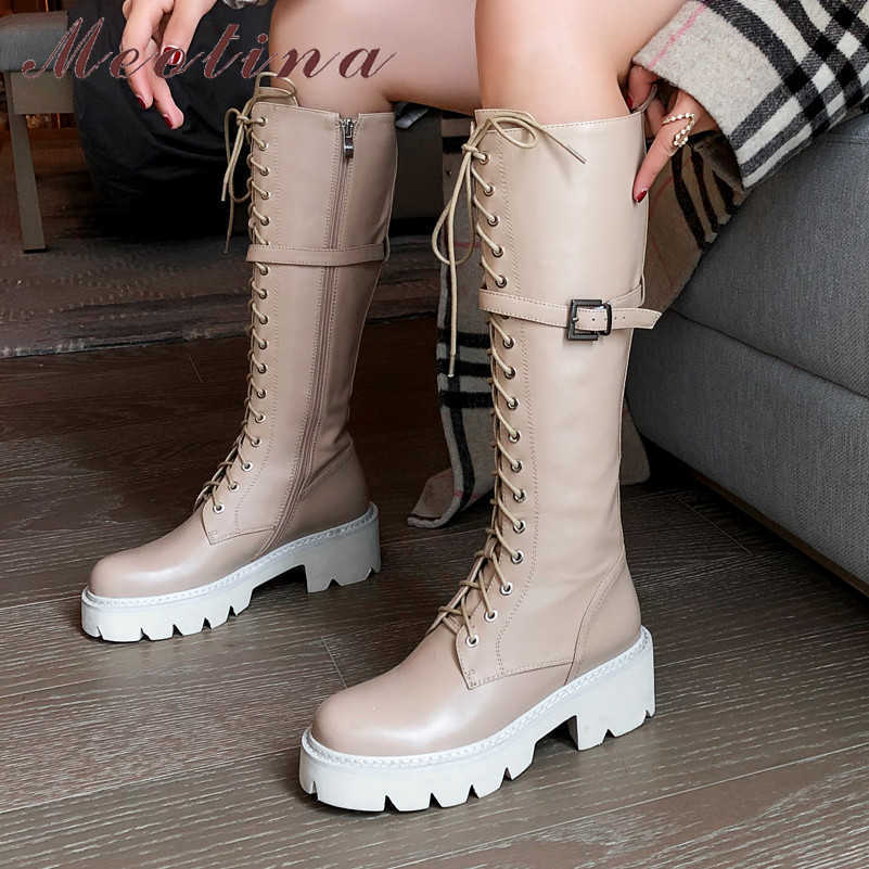 Meotina Autumn Motorcycle Boots Women Natural Genuine Leather Buckle Thick High Heel Knee High Boots Zip Round Toe Shoes Lady 42 210608, Black
Meotina Autumn Motorcycle Boots Women Natural Genuine Leather Buckle Thick High Heel Knee High Boots Zip Round Toe Shoes Lady 42 210608, Black