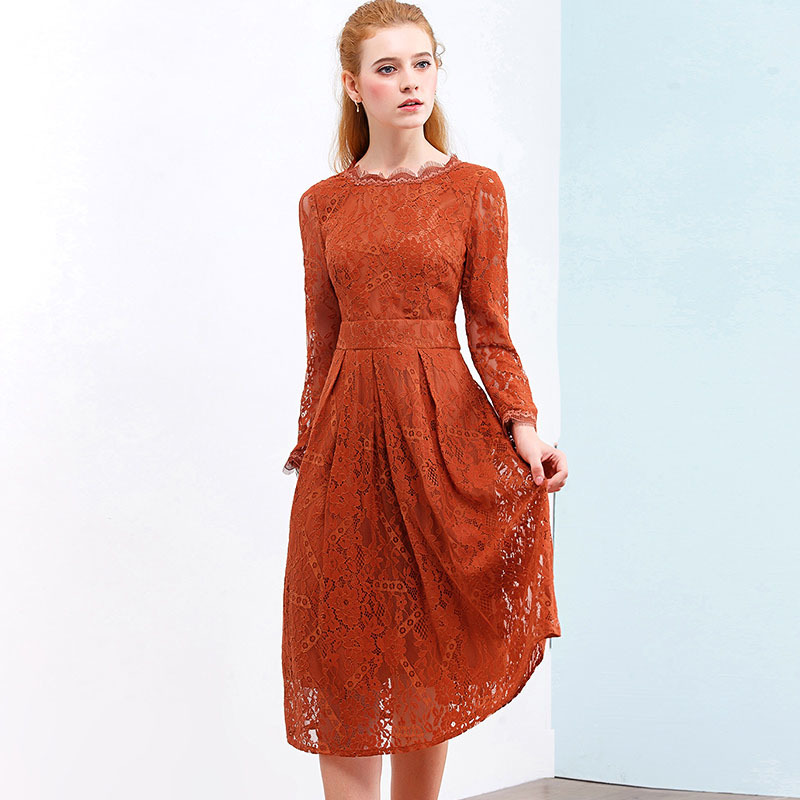 Autumn Long Sleeve Hollow Out Lace Women Dress Elegant A-line Up Casual High Waist Party O-Neck Female Vestidos 210518, Orange
Autumn Long Sleeve Hollow Out Lace Women Dress Elegant A-line Up Casual High Waist Party O-Neck Female Vestidos 210518, Orange