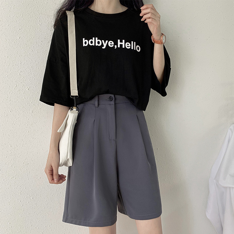 Vintage Korean Wide Leg Gray Pants High Elastic Waist Shorts Black Women Summer Formal Straight Plus Size 210517, Gray (no belt)
Vintage Korean Wide Leg Gray Pants High Elastic Waist Shorts Black Women Summer Formal Straight Plus Size 210517, Gray (no belt)