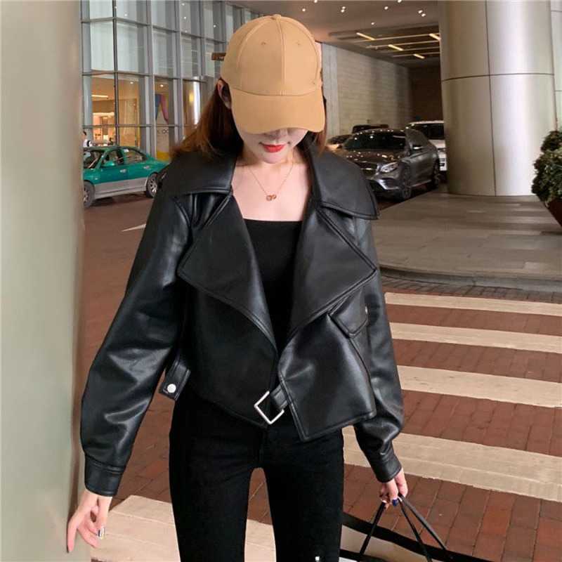Short Long Sleeve Slim Leather Jacket Women Loose Designer Thin Moto Spring Outerwear Korean Coat Chic Tops 210604
Short Long Sleeve Slim Leather Jacket Women Loose Designer Thin Moto Spring Outerwear Korean Coat Chic Tops 210604