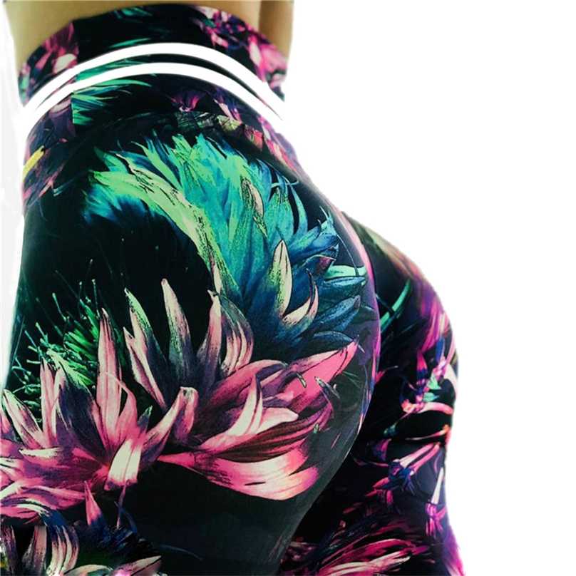 Women Leggings Fashion Legging Green leaf print branch leggins Fitness high elastic High Waist 211215