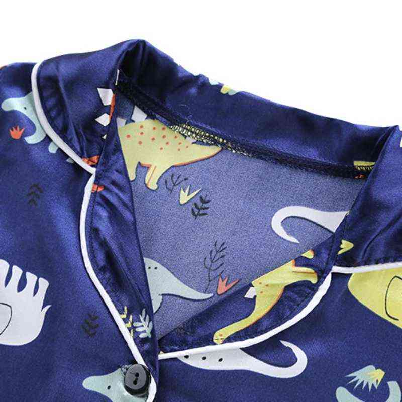 Kids Pajamas Dinosaur Print Nighdress Baby Boy Girls Sleepwear Button T Shirt Shorts Set Outfits Toddler 211130