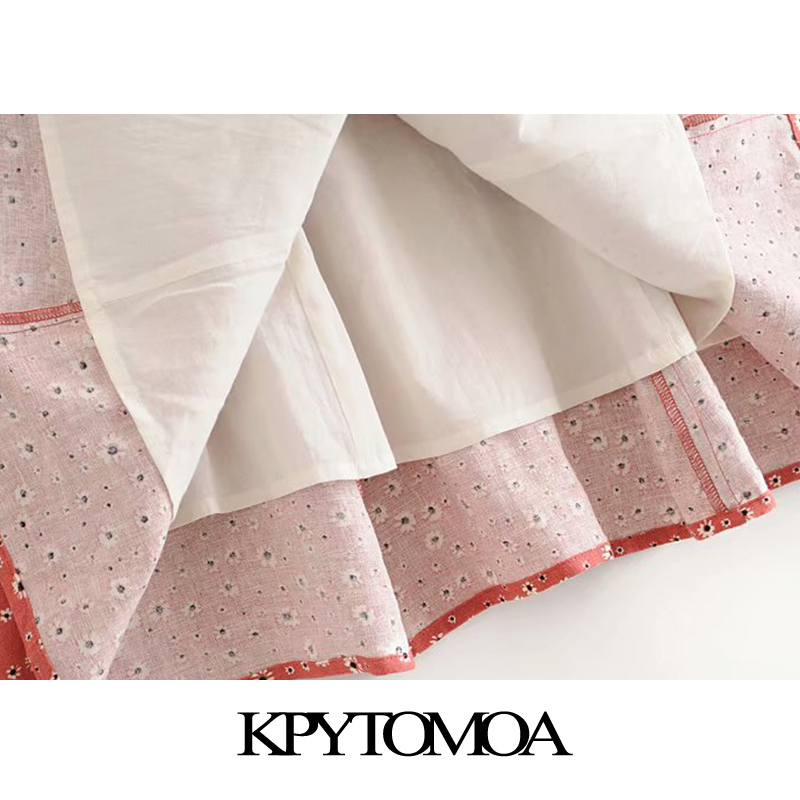 Women Sweet Fashion Floral Print Button-up Mini Dress Puff Sleeves With Lining Female Dresses Vestidos 210420