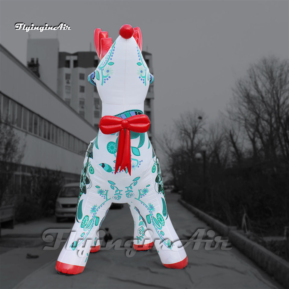 Personalized Christmas Character Model White Inflatable Reindeer 5m Winter Cartoon Animal Mascot Blow Up Deer Balloon For Yard And Park Decoration