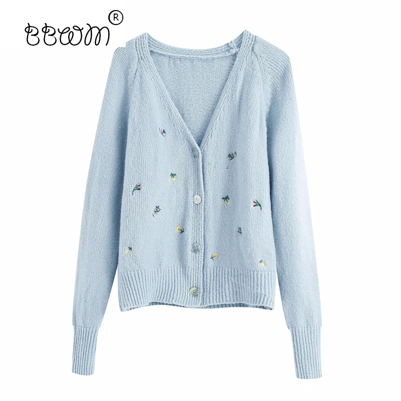 Women Sweet Chic Floral Embroidery Cardigans Vintage V-Neck Single Breasted Sweaters Girls Casual Outerwear 210520, As pic
Women Sweet Chic Floral Embroidery Cardigans Vintage V-Neck Single Breasted Sweaters Girls Casual Outerwear 210520, As pic