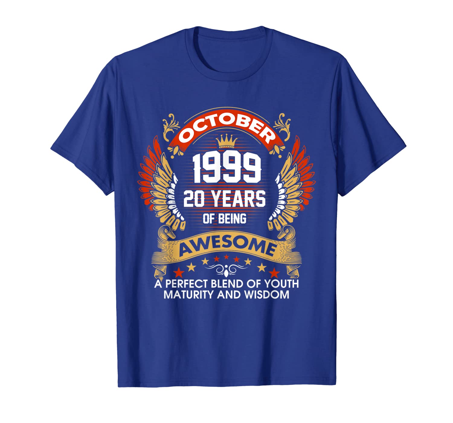 made in october 1999 20 years of being awesome t-shirt, White;black 
made in october 1999 20 years of being awesome t-shirt, White;black