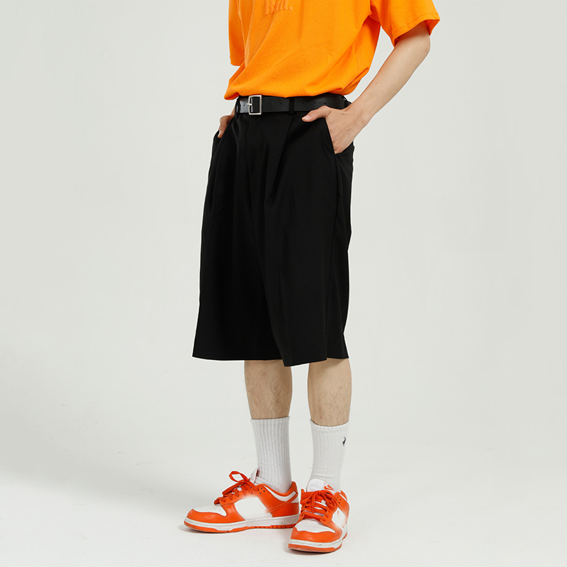 IEFB Men's Clothing Summer Korean Loose Solid Color Knee Length Pants Men's Trend Straight Wide Leg Shorts 9Y6779 210524