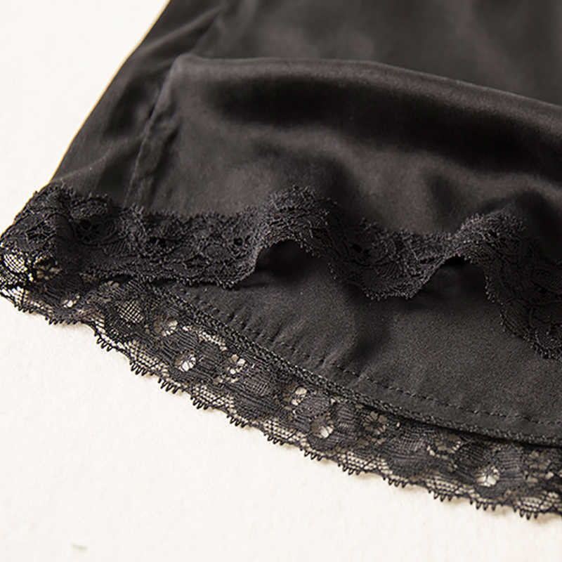 SuyaDream Woman Silk Shorts Black 100%Natural Silk Lace Shorts Summer 210611