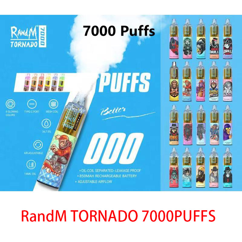 Original RandM Tornado 7000 Puffs Disposable Vape Pen Electronic Cigarettes 14ml Pod With Mesh Coil 6 Glowing Colors Rechargeable Air-adjustable 5% Device Vaporizer
Original RandM Tornado 7000 Puffs Disposable Vape Pen Electronic Cigarettes 14ml Pod With Mesh Coil 6 Glowing Colors Rechargeable Air-adjustable 5% Device Vaporizer