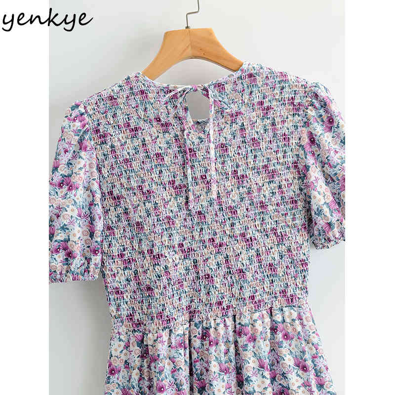 Summer Women Multicolor Floral Print Dress Female Short Sleeve O Neck Holiday Casual Long Boho Vestido 210430