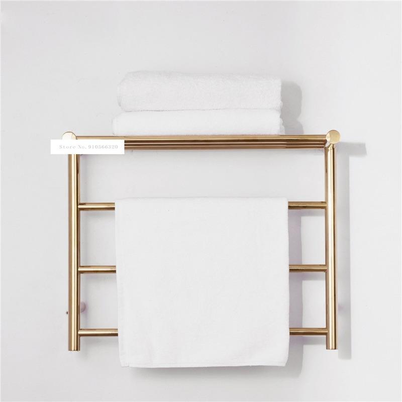 Towel Racks 304 Stainless Steel Titanium Gold Warmer Bathroom Toilet Heated Rail Wall Mounted Electric Heating Drying Rack8894036