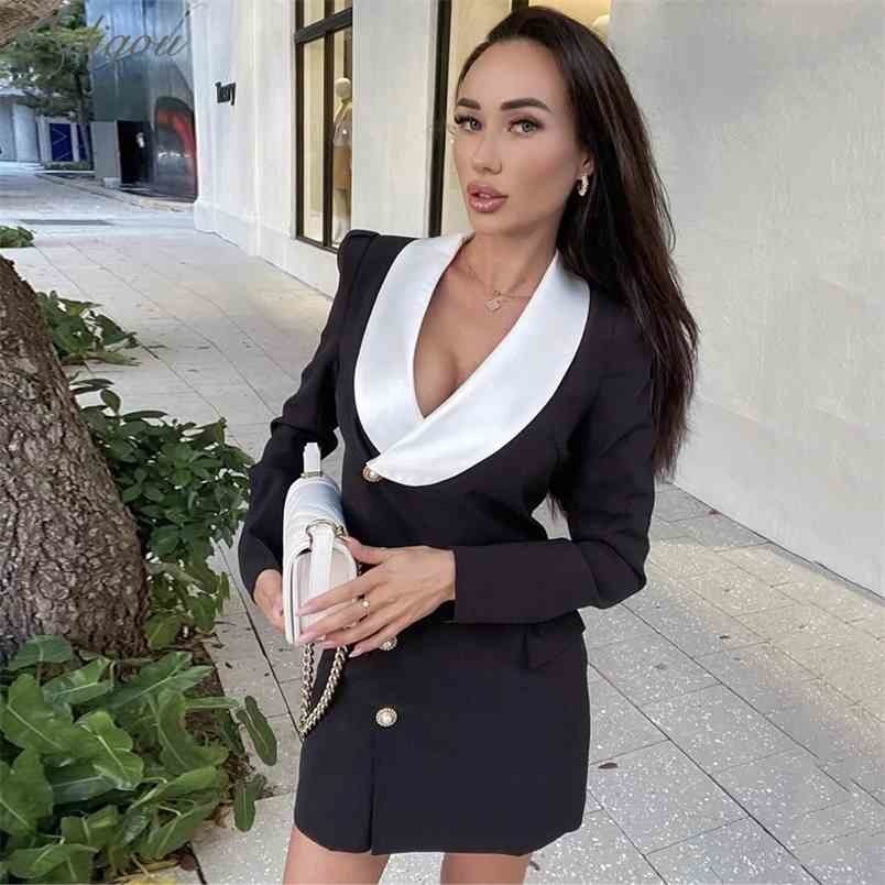 Summer Aummer Fashion Street Clothing V-Neck High Waist Solid Color Lapel Long Sleeve Slim Sexy Party Dress 210525, Black
Summer Aummer Fashion Street Clothing V-Neck High Waist Solid Color Lapel Long Sleeve Slim Sexy Party Dress 210525, Black