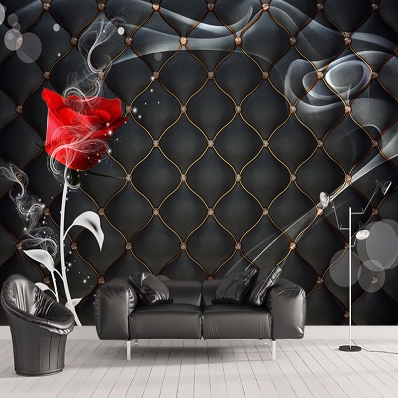 Custom Mural 3D Rose Flower Black Soft Package Bedroom Living Room TV Background Wall Decor Wallpaper Waterproof
