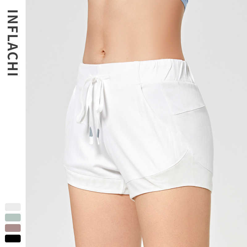 Summer Breathable Shorts Women Sports High Waist Drawstring Mesh Stitching Elasticity Gym Workout Push Up 210604