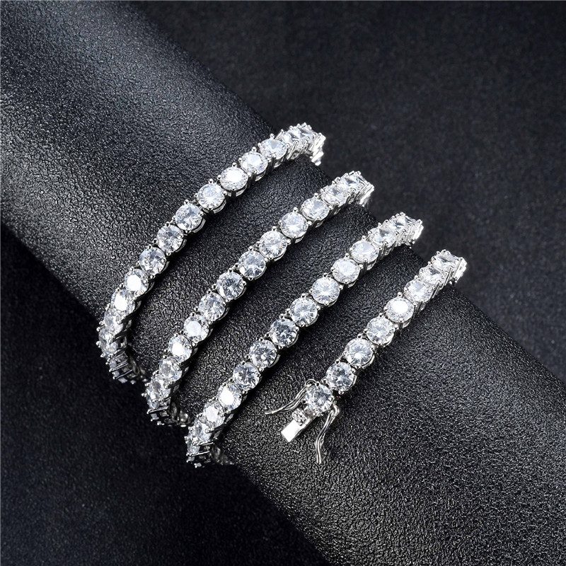 Hip Hop Men Tennis Chain Necklace Jewelry Gold Dia Iced Out Chains Long Necklaces 5MM