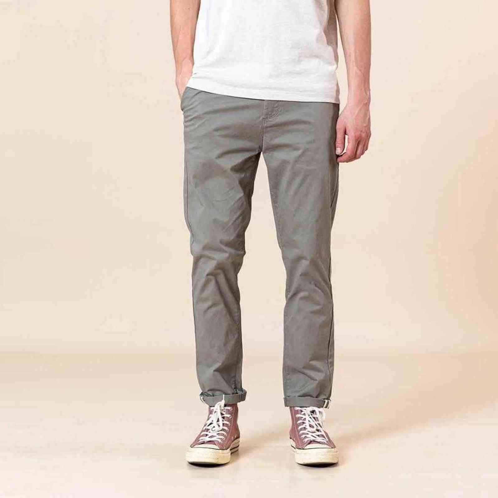 SIMWOO Spring Summer Slim Fit Tapered Pants Men Enzyme Washed Classical Chinos Basic Plus Size Trousers SJ150482 211112