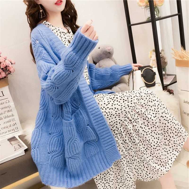 H.SA Long Sweet Sweater and Cardigans Women Pink Oversized Knit Poncho Yellow Cardigans Howllow Out Harajuku Tops 210716