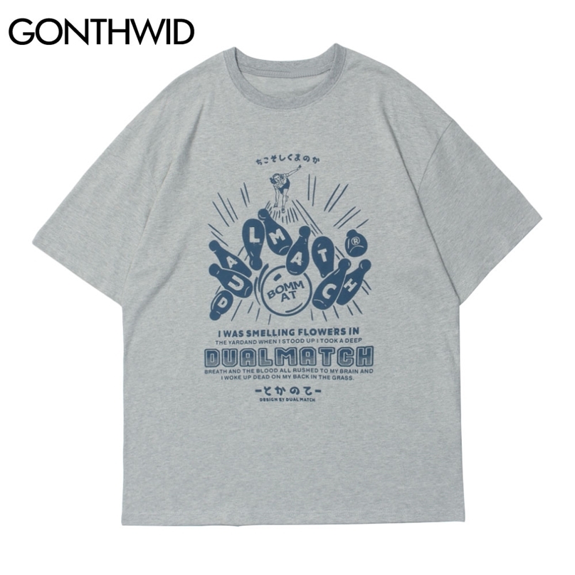 Short Sleeve Tees Streetwear Men Hip Hop Play Bowling Cartoon Print T-Shirts Harajuku Casual Loose Cotton Tshirts Tops 210602, White
Short Sleeve Tees Streetwear Men Hip Hop Play Bowling Cartoon Print T-Shirts Harajuku Casual Loose Cotton Tshirts Tops 210602, White