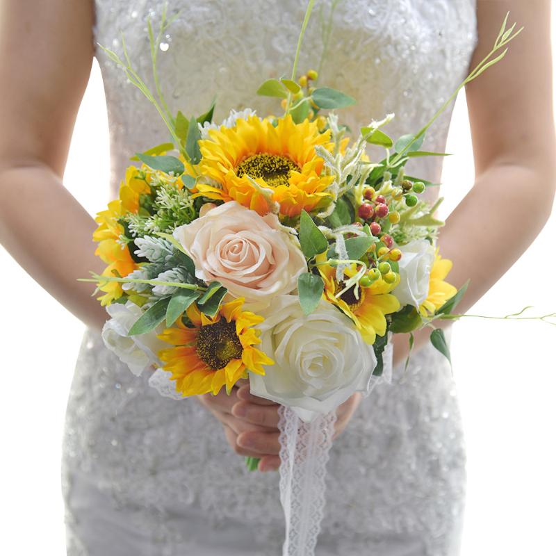 Wedding Flowers 2021 Arrival Bridal Bouquets Sunflowers With Pink And Ivory Hand Made 26*28cm
Wedding Flowers 2021 Arrival Bridal Bouquets Sunflowers With Pink And Ivory Hand Made 26*28cm