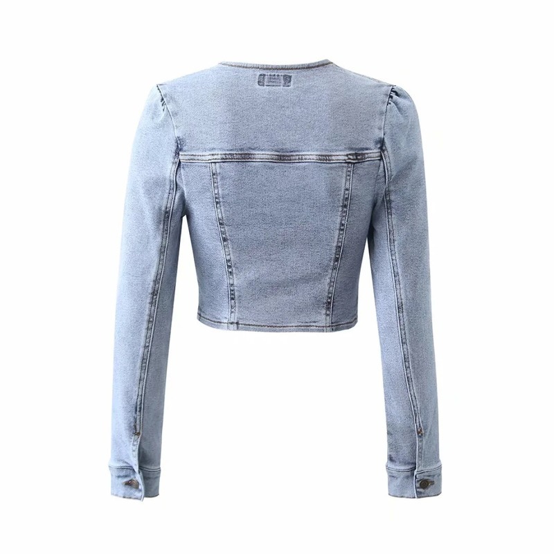 Nomikuma Spring New Sexy Slim Short Jeans Blouse Zipper Korean Long Sleeve Square Collar Shirt Fashion Korean Blusas 6F712 210427