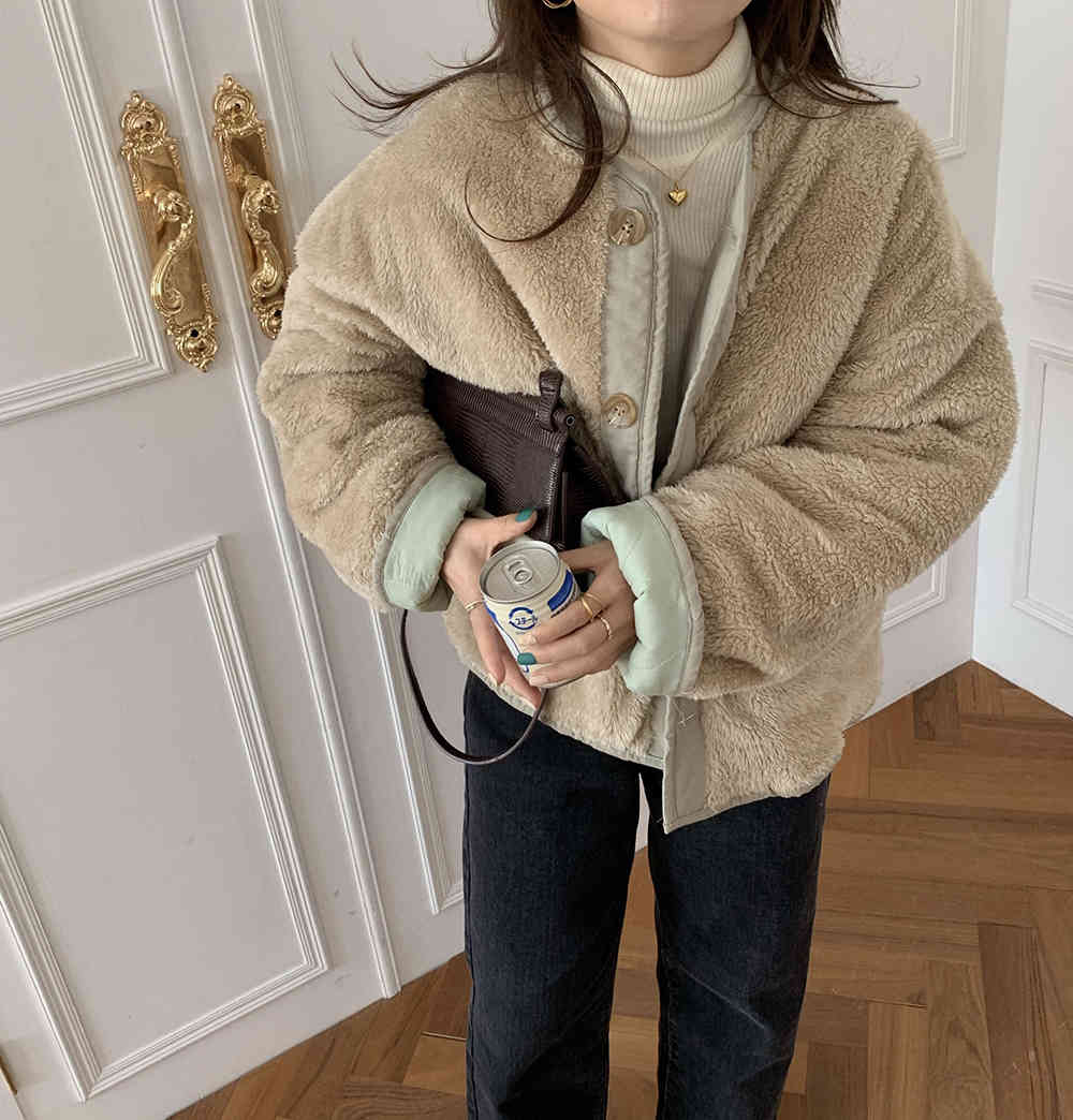 Female Coat Winter Jacket Thick Warm Women Parkas Vintage Solid Double Wear Faux Lambswool Liner Parka 210421