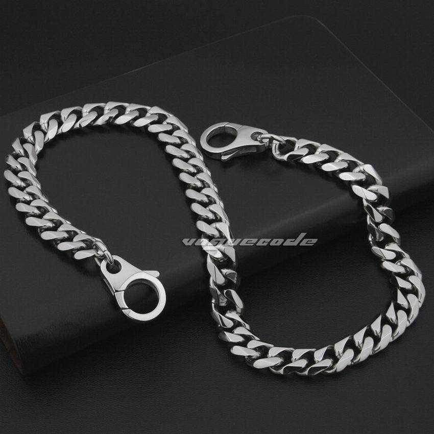 LINSION 316L Stainless Steel 14" ~ 36" Mens Biker Rocker Punk Wallet Chain KeyChain 5N010WC 210409