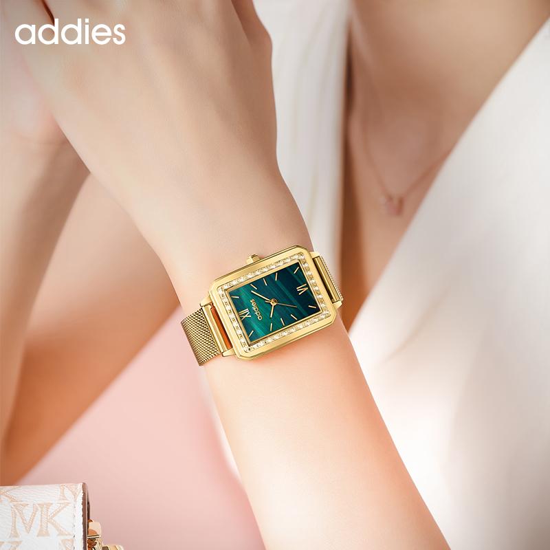 Wristwatches ADDIES Women Watches Fashion Square Ladies Quartz Watch Stainless Steel Green Dial Simple Rose Gold Mesh Luxury, Silver
Wristwatches ADDIES Women Watches Fashion Square Ladies Quartz Watch Stainless Steel Green Dial Simple Rose Gold Mesh Luxury, Silver