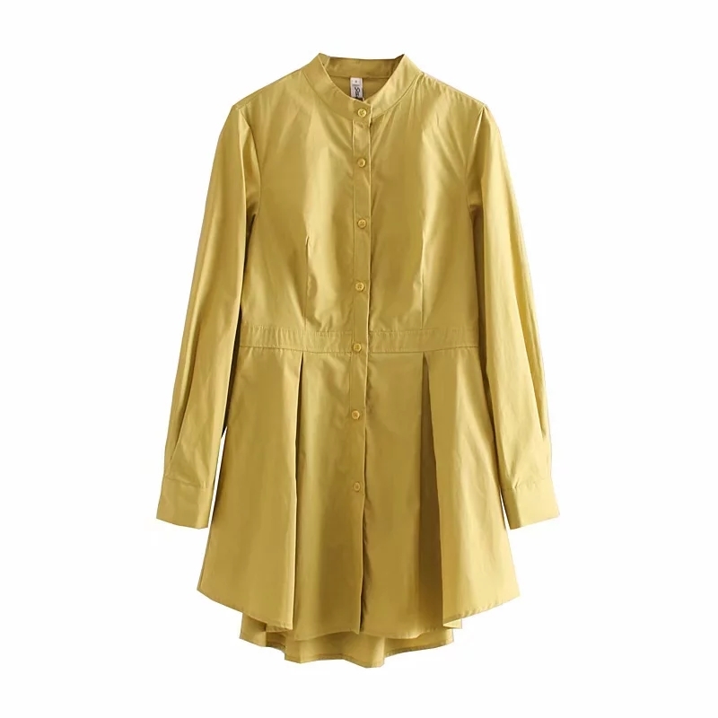 Fashion Women Long Sleeve Cotton Shirt Leisure Lady Stand Collar Blouse Loose Tops S6381 210430