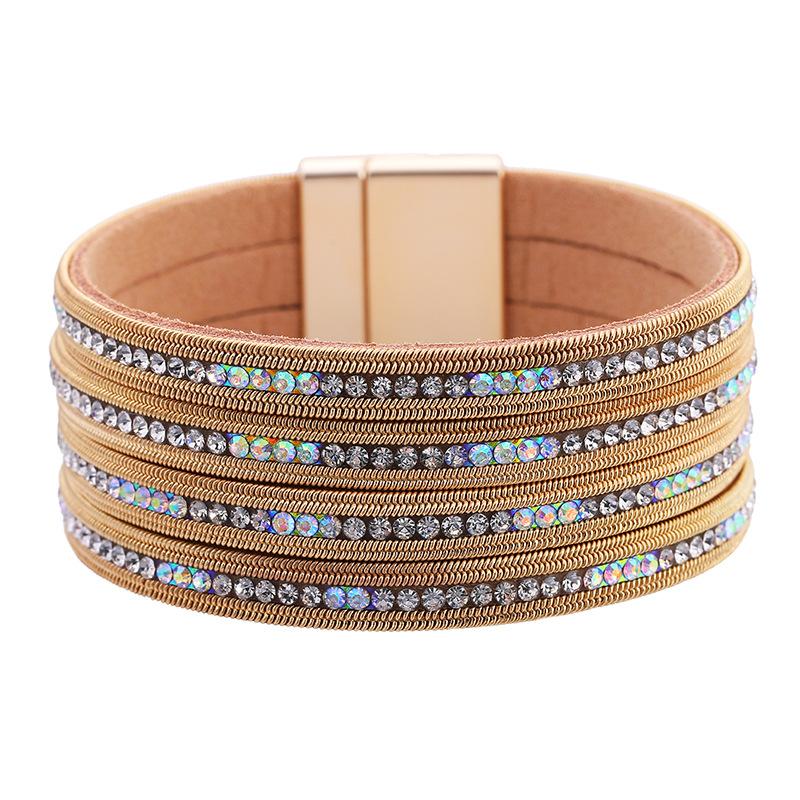 Bangle Bohemian Leather Bracelets For Women Ladies Boho Metal Crystal Wrap Multilayer Wide Charm Bracelet Female Rhinestone Jewelry
Bangle Bohemian Leather Bracelets For Women Ladies Boho Metal Crystal Wrap Multilayer Wide Charm Bracelet Female Rhinestone Jewelry