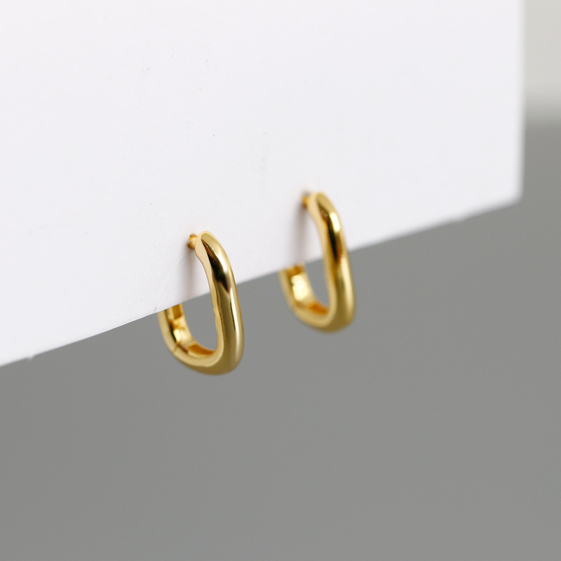 Hoop Earrings U-Shaped Smooth Surface Minimalist Geometry Puncture Small Punk Gold Silver For Women Fine Charm Jewelry