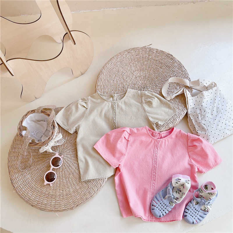 Girls Korean style solid color short sleeve shirts summer Children loose puff Tops 1-6Y 210615, Pink
Girls Korean style solid color short sleeve shirts summer Children loose puff Tops 1-6Y 210615, Pink