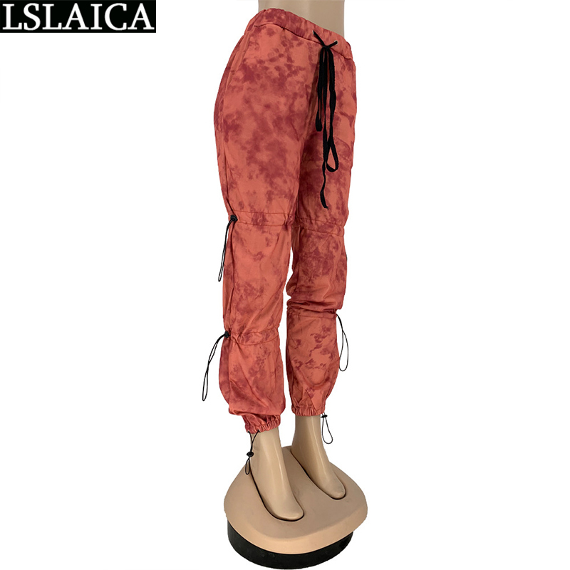 Woman Pants Casual Fashion Drawstring Printing Pocket All Match Sweatpants Women Elastic Waist Streetwear Femme Pantalon 210520