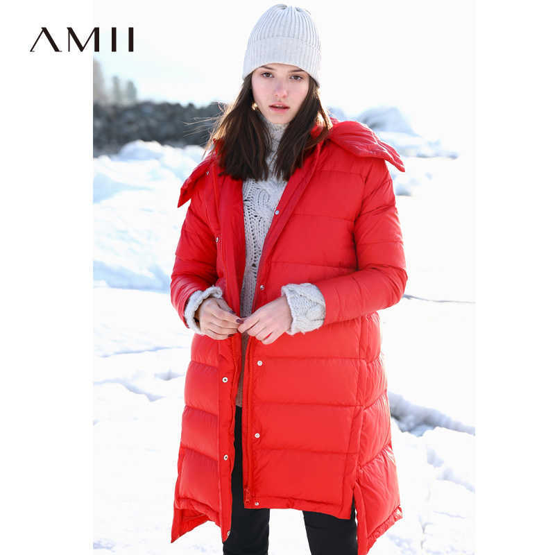 Printed Down Jacket Winter Casual Thick Asymmetrical Pockets Side Slit Hooded Coat Parkas 11890004 210527