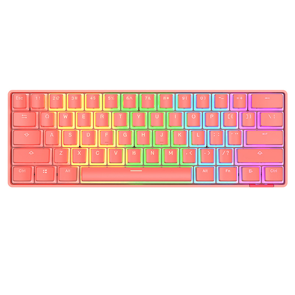 Mini 60% Mechanical Gaming Keyboard PBT Pudding Keycap Bluetooth 5.0 Rainbow - 1000mAh iOS Android Windows Or Mac (Pink)
Mini 60% Mechanical Gaming Keyboard PBT Pudding Keycap Bluetooth 5.0 Rainbow - 1000mAh iOS Android Windows Or Mac (Pink)
