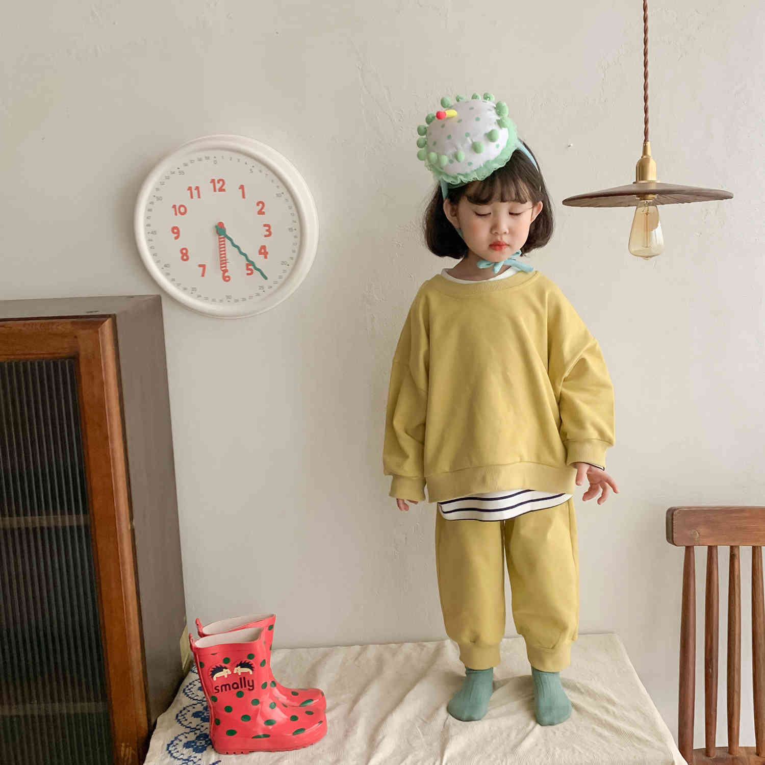 Spring Autumn 2-6 years kids cotton casual sweat suit Boys and girls loose long sleeve sweatshirt pants 2pcs sets tracksuit 210508