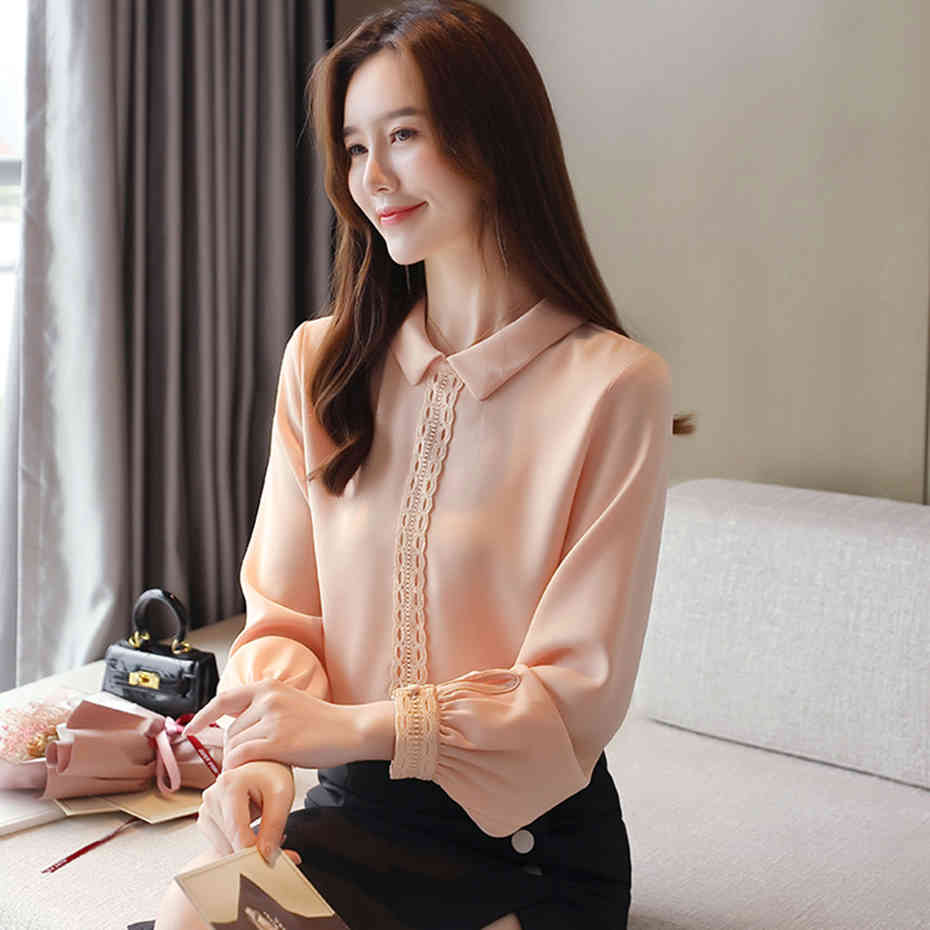 QoerliN White Blouse Women Fall Spring Long Sleeve Back Button Shirts Pulls Lantern Sleeve Workwear Elegant Tops Plus Size S2XL 210412