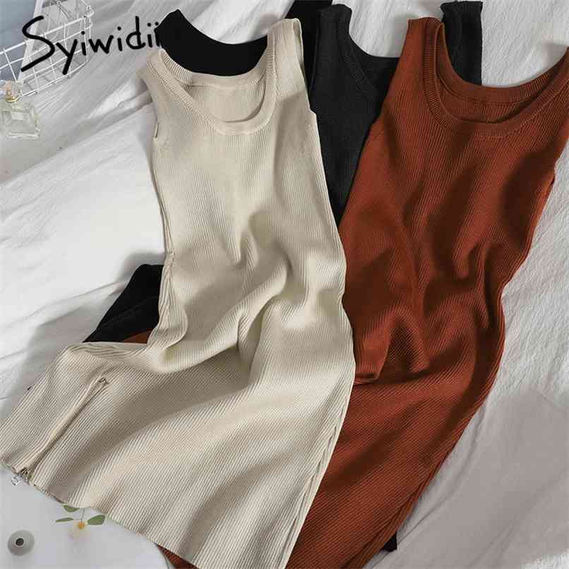 Fashion Zipper Slit High Waist Knitted Tank Tops Dresses Women Sleeveless A-line Solid Clothing Summer Korean 210607, Gray
Fashion Zipper Slit High Waist Knitted Tank Tops Dresses Women Sleeveless A-line Solid Clothing Summer Korean 210607, Gray