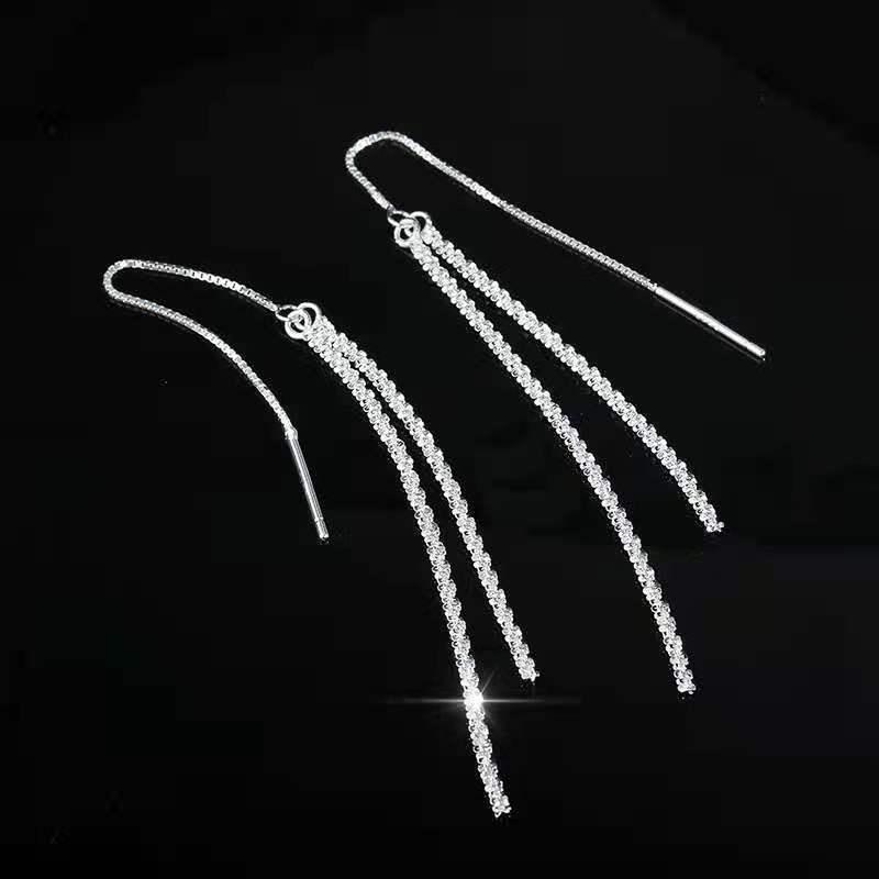 Dangle & Chandelier Sparkling Tassel Earrings Temperament Women Long Silver For Wedding Party Birthday Gift Fashion Jewelry
Dangle & Chandelier Sparkling Tassel Earrings Temperament Women Long Silver For Wedding Party Birthday Gift Fashion Jewelry