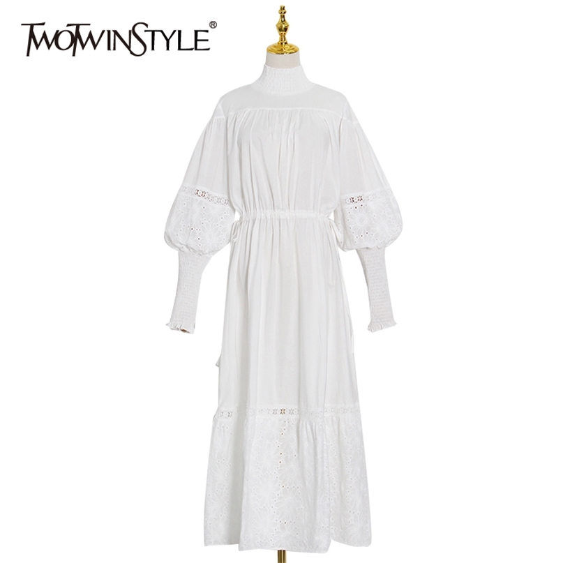 White Elegant Women's Dress Turtleneck Long Sleeve High Waist Hollow Out Midi Dresses Female Autumn Fashion 210520
White Elegant Women's Dress Turtleneck Long Sleeve High Waist Hollow Out Midi Dresses Female Autumn Fashion 210520