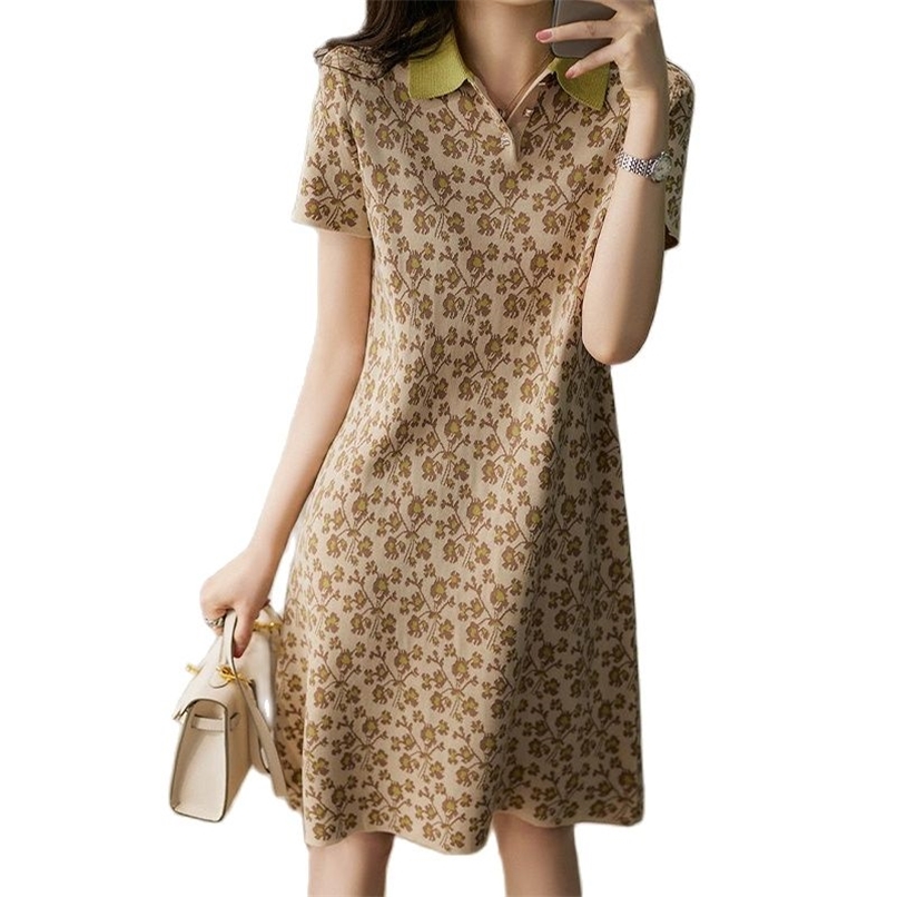 Knitted dress small flower polo collar knitted acetate cotton spring and summer fashion women' clothing 210520, The picture color
Knitted dress small flower polo collar knitted acetate cotton spring and summer fashion women' clothing 210520, The picture color